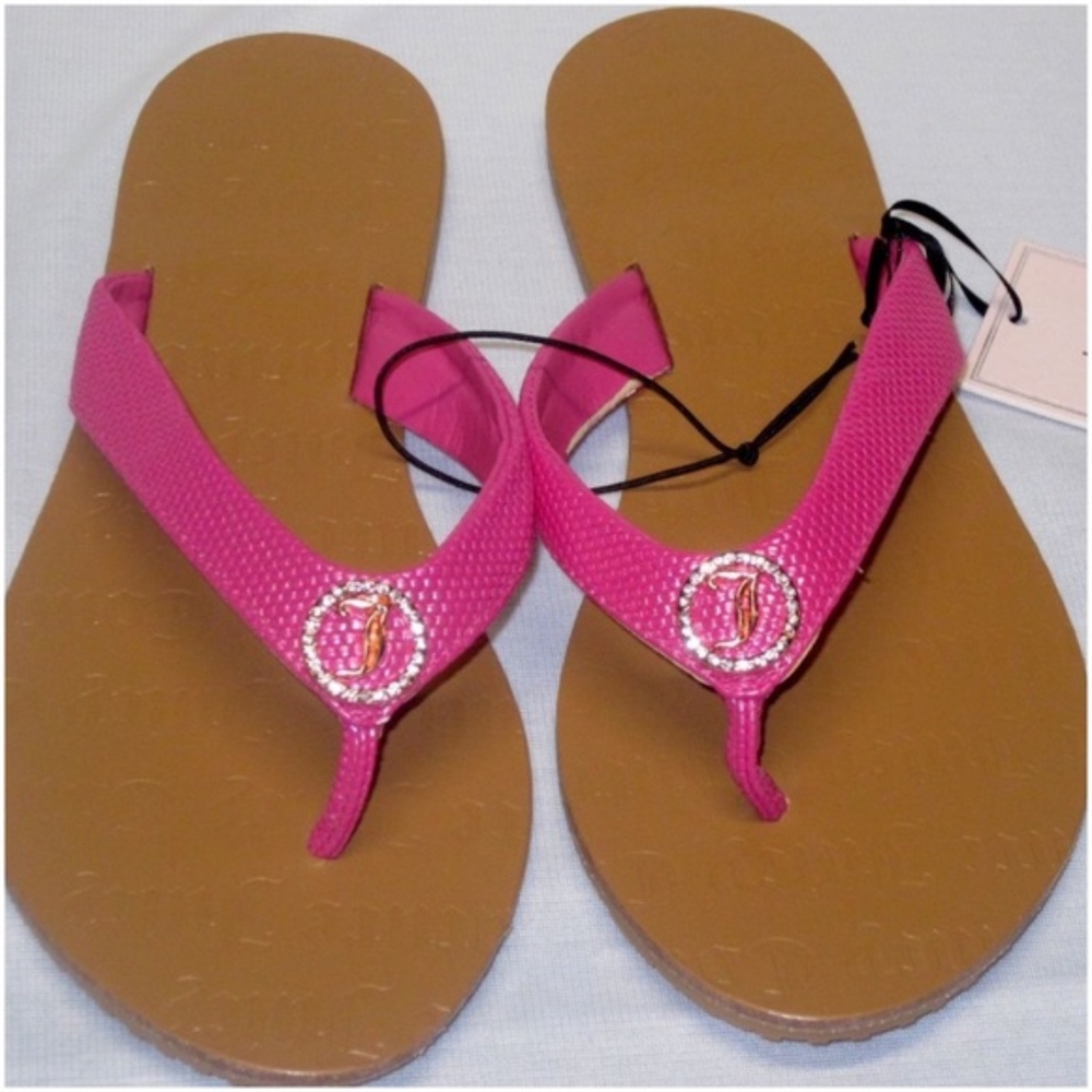 JUICY COUTURE Pink Rhinestone Thong Sandals M - Picture 4 of 5